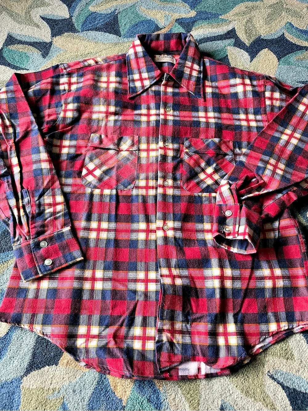 Klondike vintage Permanent Press Plaid Button Down mens shirt Size large
